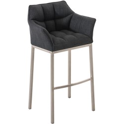 Taburete de bar de tela Damaso E con estructura de 4 patas en gris oscuro