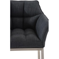 Taburete de bar de tela Damaso E con estructura de 4 patas en gris oscuro