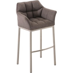 Taburete de bar de tela Damaso E con estructura de 4 patas en color gris