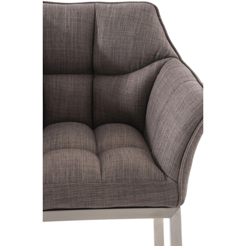 Taburete de bar de tela Damaso E con estructura de 4 patas en color gris