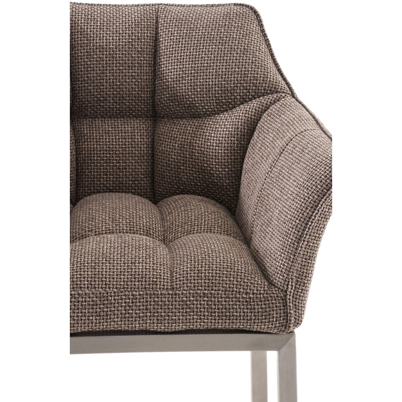 Taburete de bar de tela Damaso E con estructura de 4 patas en marrón tierra