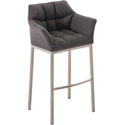 Taburete de bar de tela Damaso E con estructura de 4 patas en gris titanio