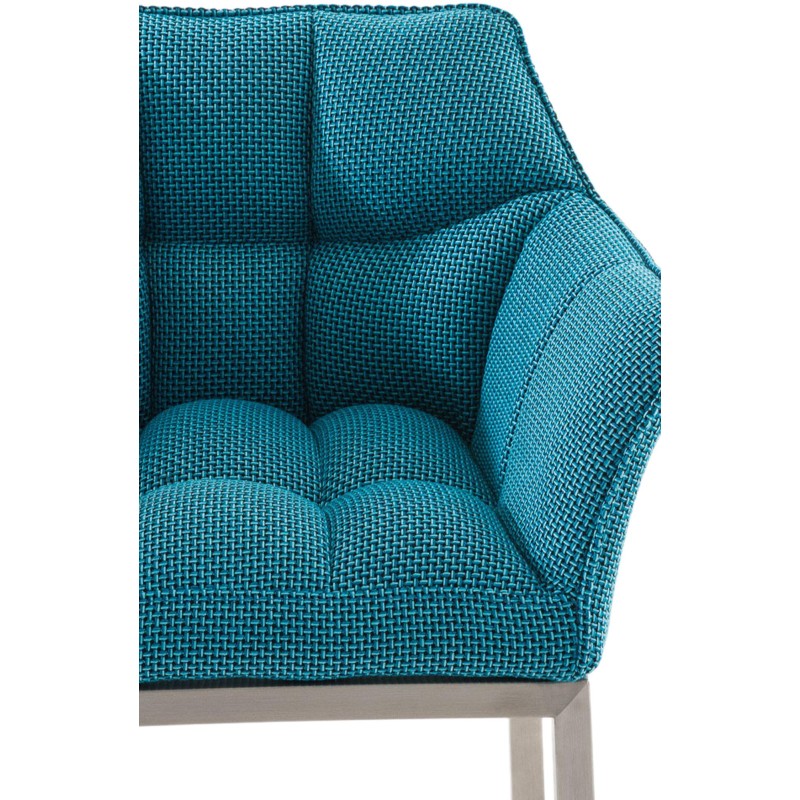 Taburete de bar de tela Damaso E con estructura de 4 patas en color turquesa