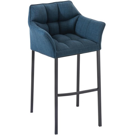 Taburete de bar de tela Damaso B con estructura de 4 patas en color azul