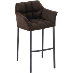 Taburete de bar de tela Damaso B con estructura de 4 patas en color marrón