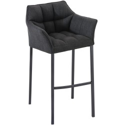 Taburete de bar de tela Damaso B con estructura de 4 patas en gris oscuro
