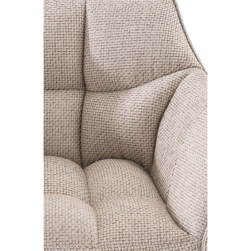 Taburete de bar de tela Damaso B con estructura de 4 patas en color marfil