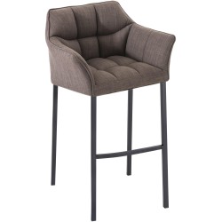 Taburete de bar de tela Damaso B con estructura de 4 patas en color gris