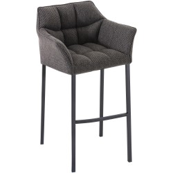 Taburete de bar de tela Damaso B con estructura de 4 patas en gris titanio