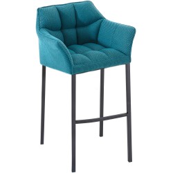 Taburete de bar de tela Damaso B con estructura de 4 patas en color turquesa