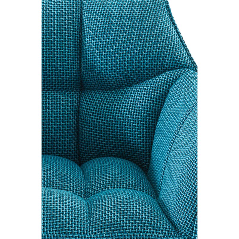 Taburete de bar de tela Damaso B con estructura de 4 patas en color turquesa