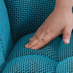 Taburete de bar de tela Damaso B con estructura de 4 patas en color turquesa