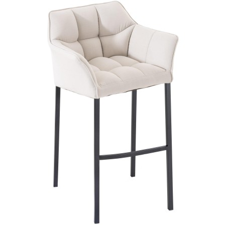 Taburete de bar de tela Damaso B con estructura de 4 patas en color blanco