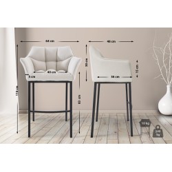 Taburete de bar de tela Damaso B con estructura de 4 patas en color blanco