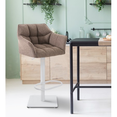 Taburete de bar Damaso W en tejido marrón tierra