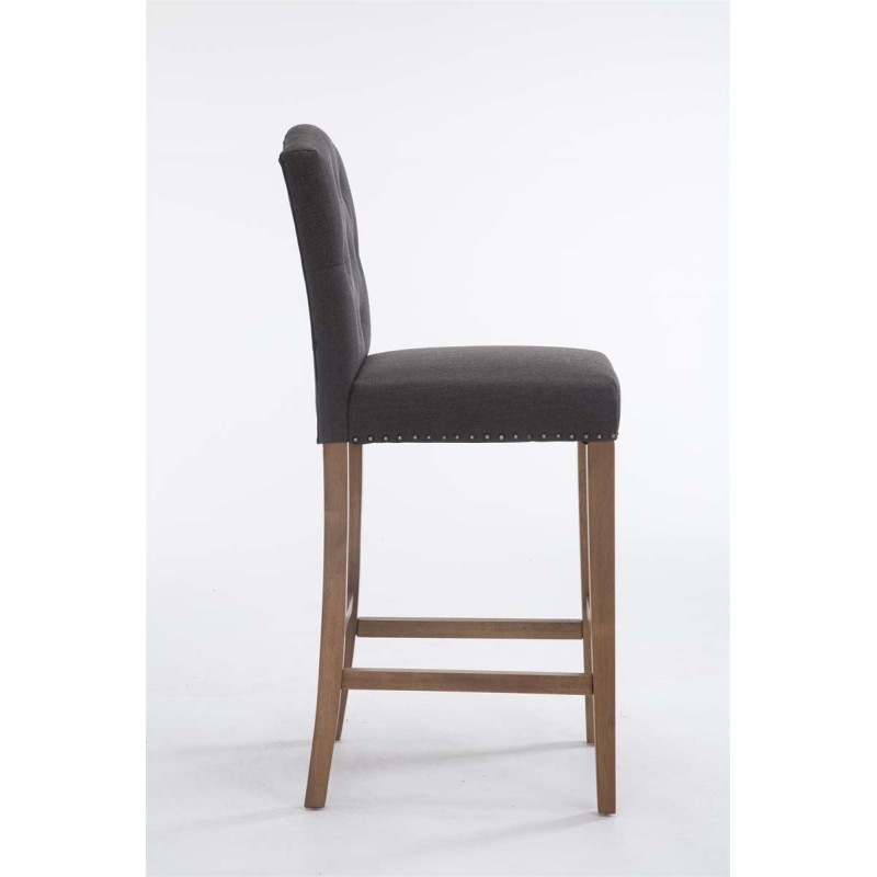 Taburete de bar Louise en tela antigua gris claro oscuro