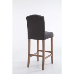 Taburete de bar Louise en tela antigua gris claro oscuro