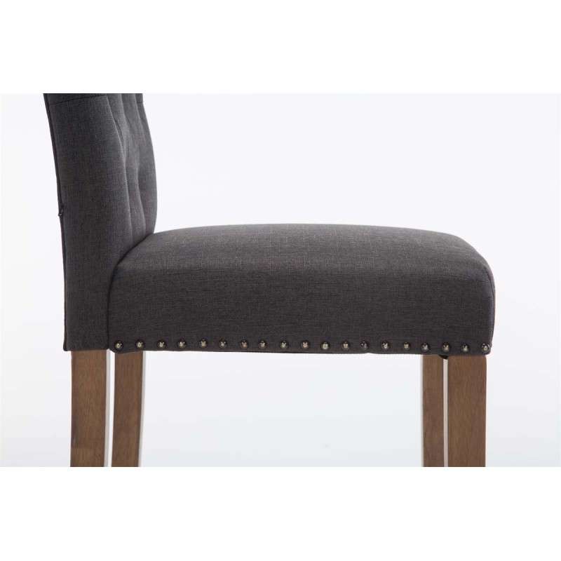 Taburete de bar Louise en tela antigua gris claro oscuro