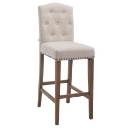 Taburete de bar Louise en tela color crema claro antiguo