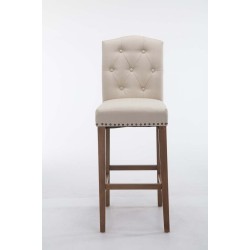 Taburete de bar Louise en tela color crema claro antiguo