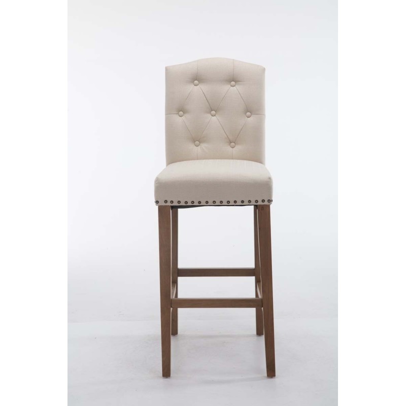 Taburete de bar Louise en tela color crema claro antiguo