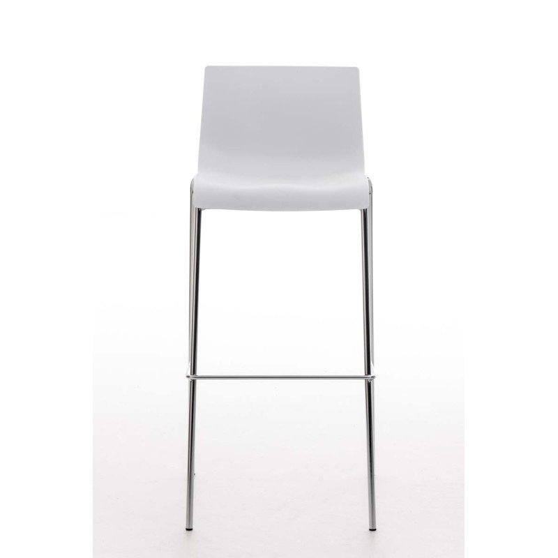 Taburete de bar cromado Hoover con estructura blanca y 4 patas