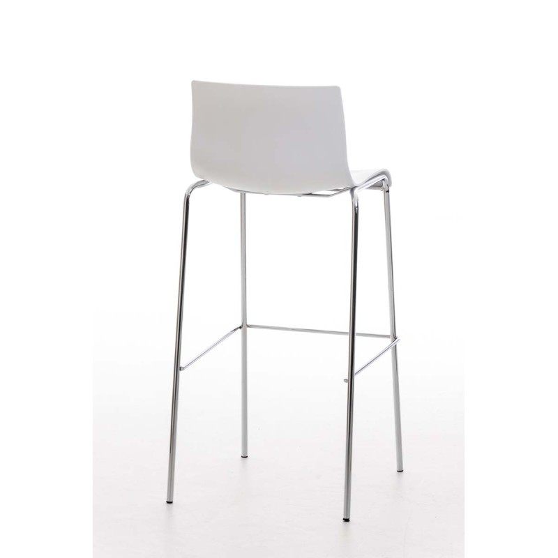 Taburete de bar cromado Hoover con estructura blanca y 4 patas