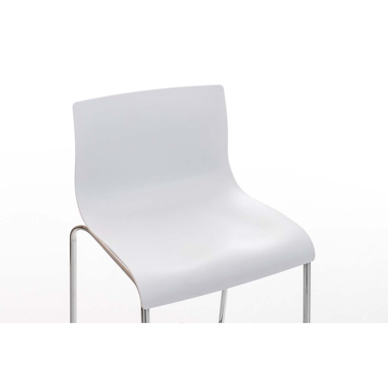 Taburete de bar cromado Hoover con estructura blanca y 4 patas