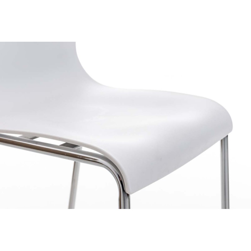 Taburete de bar cromado Hoover con estructura blanca y 4 patas