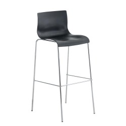 Taburete de bar Hoover cromado con estructura de 4 patas en color negro
