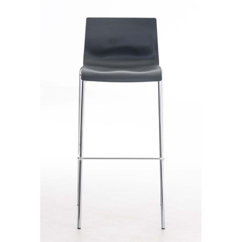 Taburete de bar cromado Hoover con estructura de 4 patas y respaldo gris