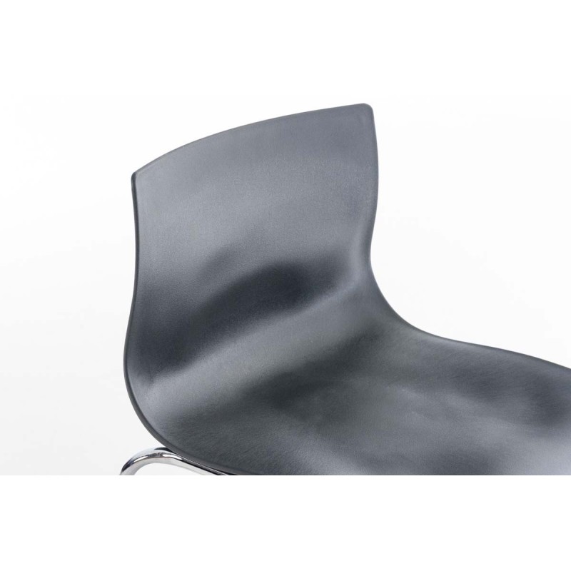 Taburete de bar cromado Hoover con estructura de 4 patas y respaldo gris