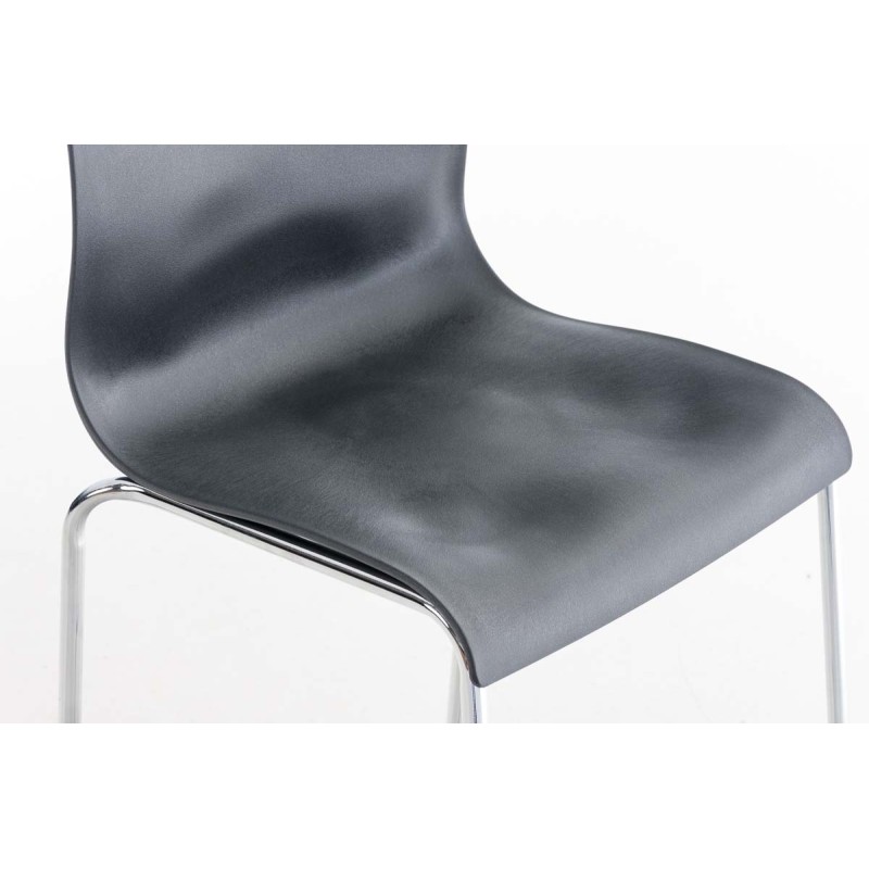 Taburete de bar cromado Hoover con estructura de 4 patas y respaldo gris