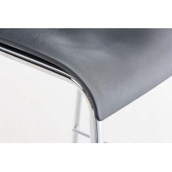 Taburete de bar cromado Hoover con estructura de 4 patas y respaldo gris Taburete de bar cromado Hoover con estructura de 4 patas y respaldo gris