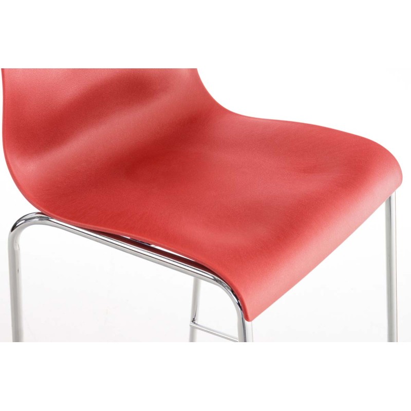 Taburete de bar Hoover cromado con estructura de 4 patas en color rojo