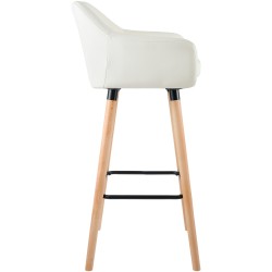 Taburete de bar de piel sintética color crema Grant