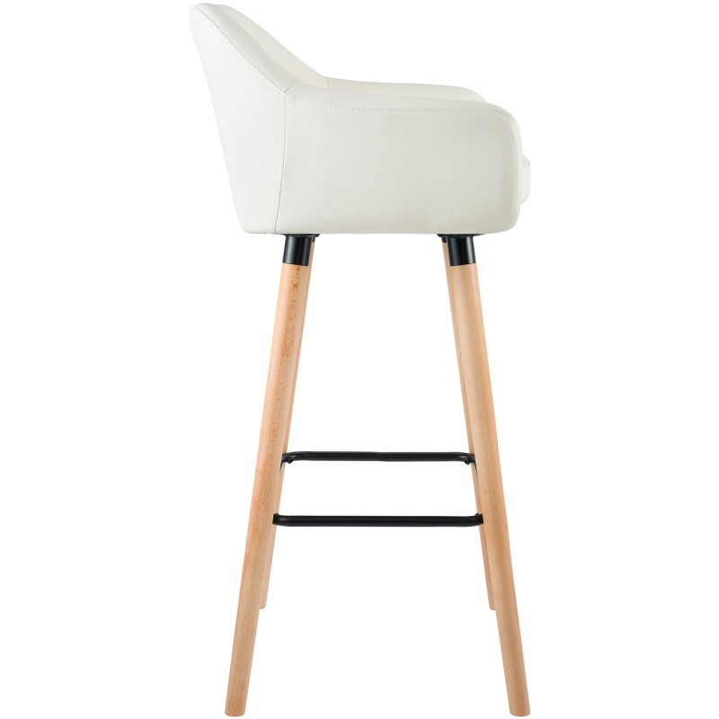 Taburete de bar de piel sintética color crema Grant