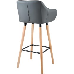 Taburete de bar Grant en piel sintética gris