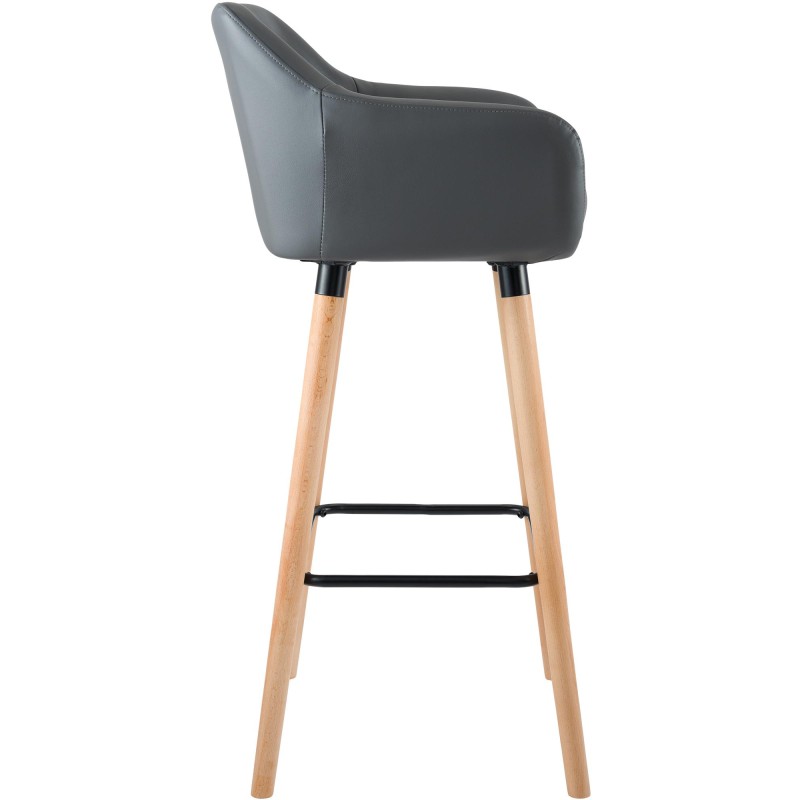 Taburete de bar Grant en piel sintética gris
