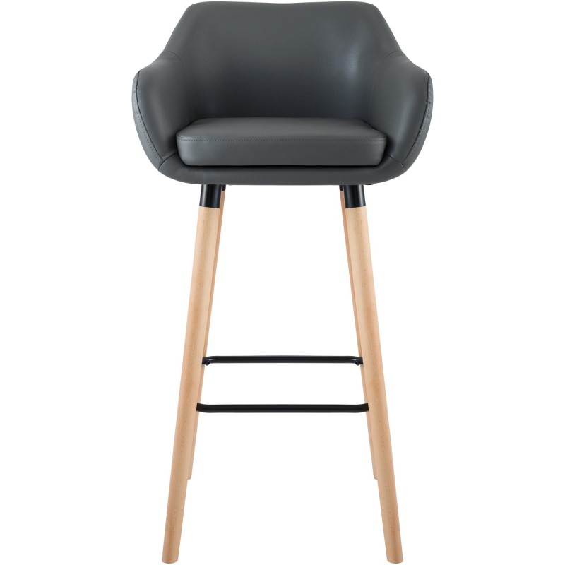 Taburete de bar Grant en piel sintética gris