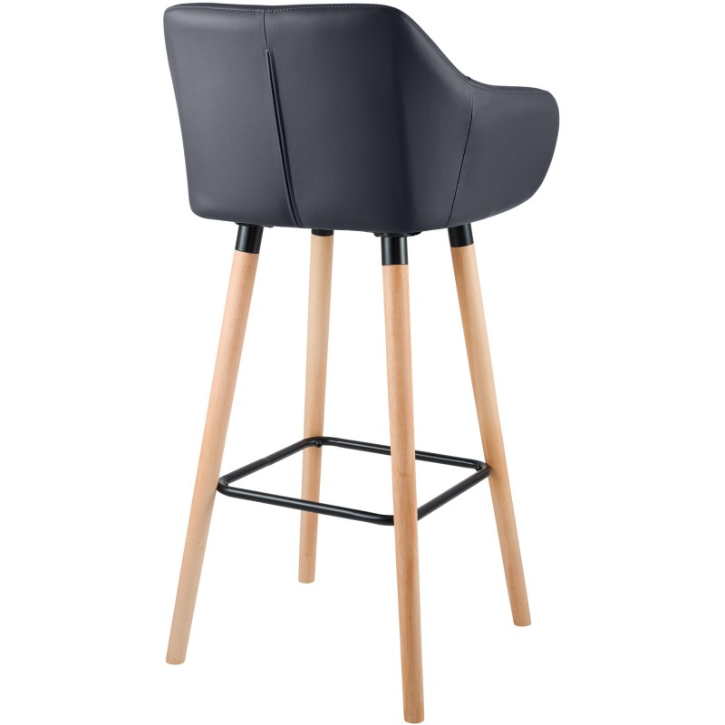 Taburete de bar Grant de piel sintética negra