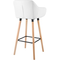 Taburete de bar Grant de piel sintética blanca