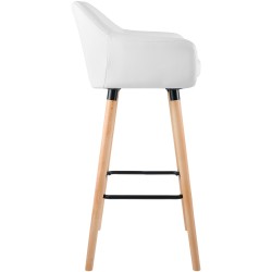 Taburete de bar Grant de piel sintética blanca