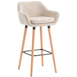 Taburete de bar de tela color crema Grant