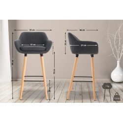 Taburete de bar Grant en tela gris oscuro