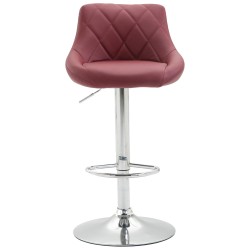 Taburete de bar Lazio en polipiel cromada color burdeos