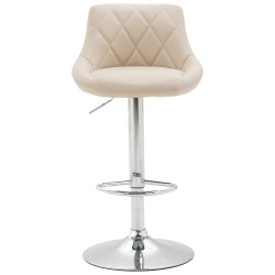 Taburete de bar Lazio en polipiel cromada color crema