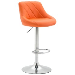 Taburete de bar Lazio en polipiel cromada naranja