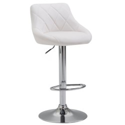 Taburete de bar Lazio en polipiel cromada blanca