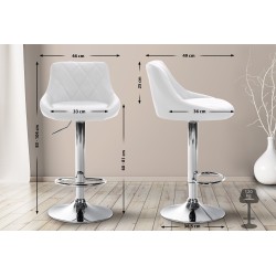 Taburete de bar Lazio en polipiel cromada blanca